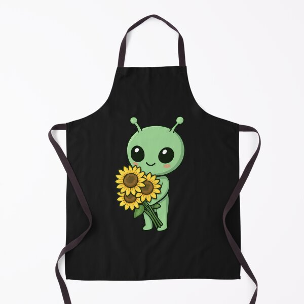 Item preview, Chibi Alien Holding Giant Sunflowers – Cute Kawaii Space Flower Lover Art designed and sold by ColorSplash123.