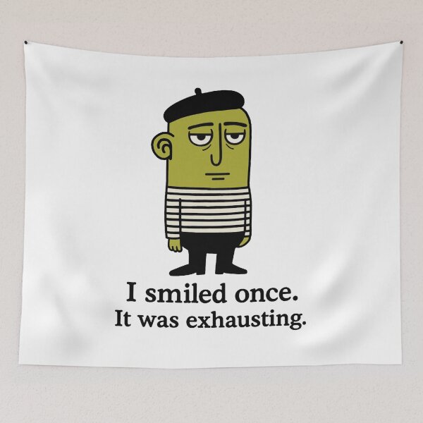 Item preview, Quirky French Breton Character | “I smiled once. It was exhausting.” designed and sold by LeQuirks.