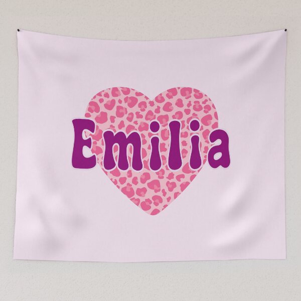 Item preview, Emilia Name Pink Leopard Heart  designed and sold by Jeallan Designs.