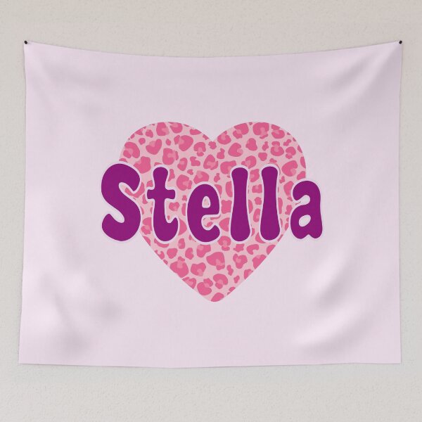 Item preview, Stella Name Pink Leopard Heart  designed and sold by Jeallan Designs.