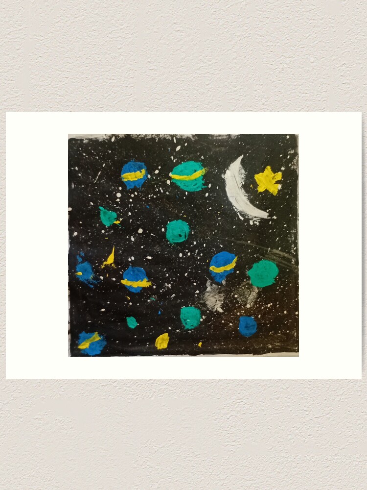 Aperçu 1 sur 3. Impression artistique avec l'œuvre Planets in the Night Sky créée et vendue par Ranabgartwork.