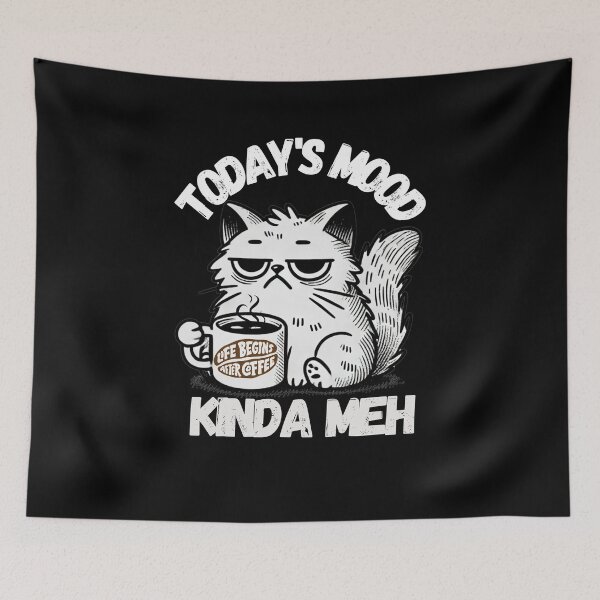 Item preview, Today Mood Kinda Meh -Cat Meh Mood designed and sold by Artistusha.