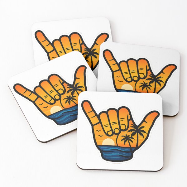 Item preview, Tropical Shaka Hand Gesture - Hawaii Surf Inspired Palm Trees Sunset designed and sold by SassyArtistry.