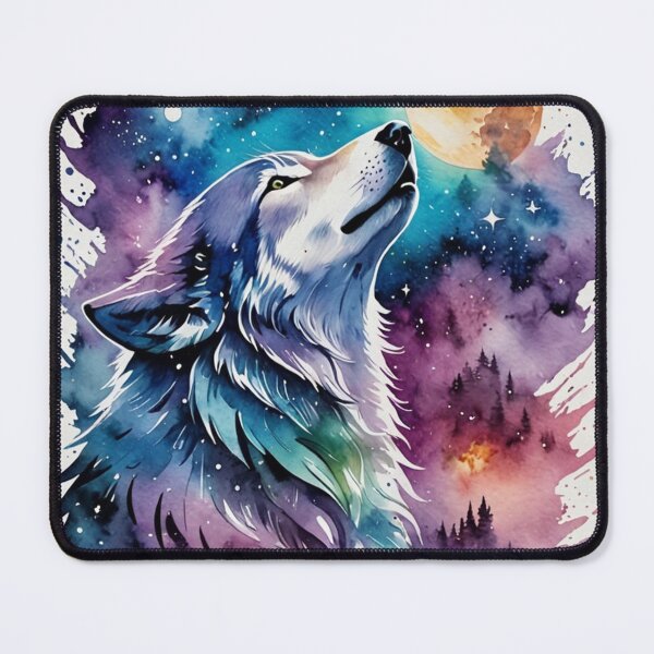 Item preview, Multimedia galaxy watercolor wolf moon forest designed and sold by Zencookie.