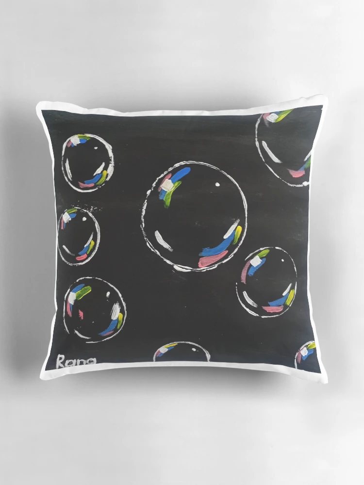 Thumbnail 3 of 4, Pillow, Floating Bubbles designed and sold by Ranabgartwork.