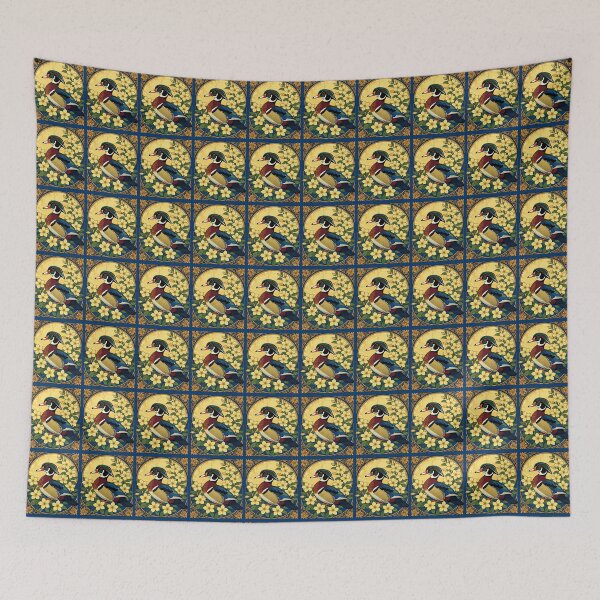 Item preview, Wood Duck Aix sponsa and Jasmine Flowers  designed and sold by taiche.