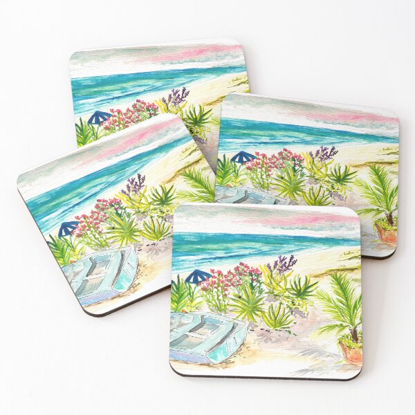 Item preview, Boat under Agaves at a Mediterranean Beach Morning of Ferragosto designed and sold by artshop77.
