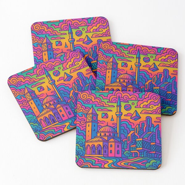 Item preview, Psychedelic Cityscape of Pristina | Colorful Retro Kosovo Travel Poster | Trippy Urban & Historic Wall Art | Surreal City Squares & Landmarks Illustration | Vibrant Bohemian Artwork designed and sold by PaintedPixels01.