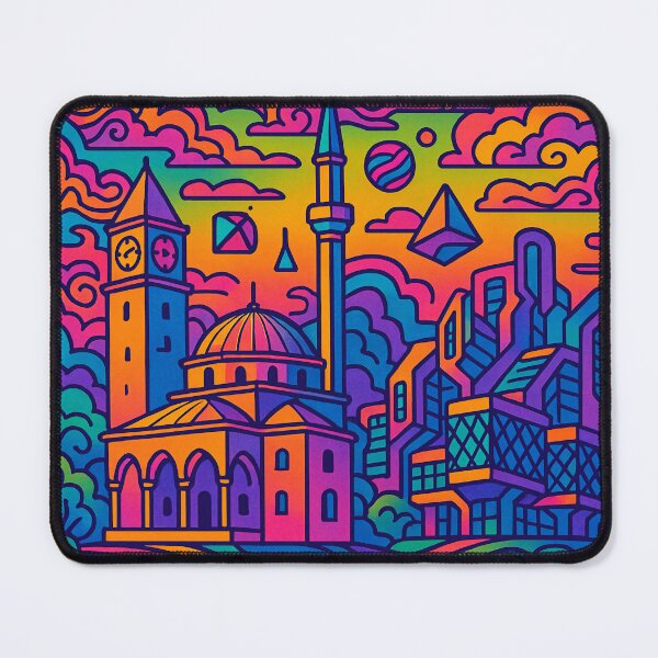 Item preview, Psychedelic Cityscape of Pristina | Colorful Retro Kosovo Travel Poster | Trippy Urban & Historic Wall Art | Surreal City Squares & Landmarks Illustration | Vibrant Bohemian Artwork designed and sold by PaintedPixels01.