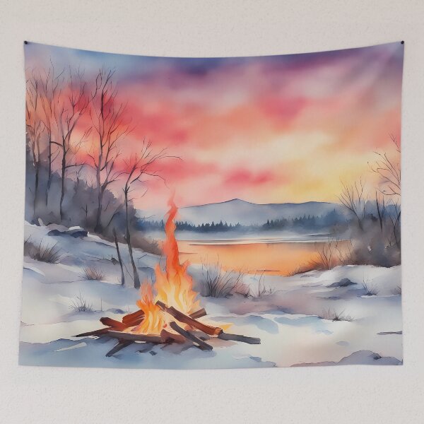 Item preview, Winter Campfire by Lake designed and sold by CalmnessbyChoice.