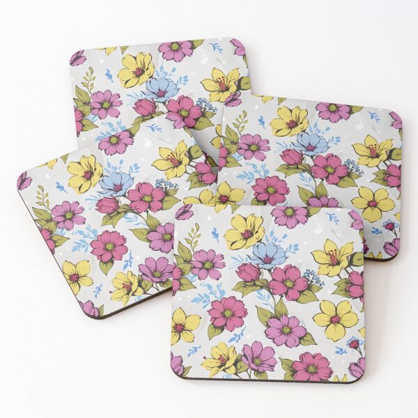 Item preview, colorful old-school style flowers designed and sold by Nice-patterns.