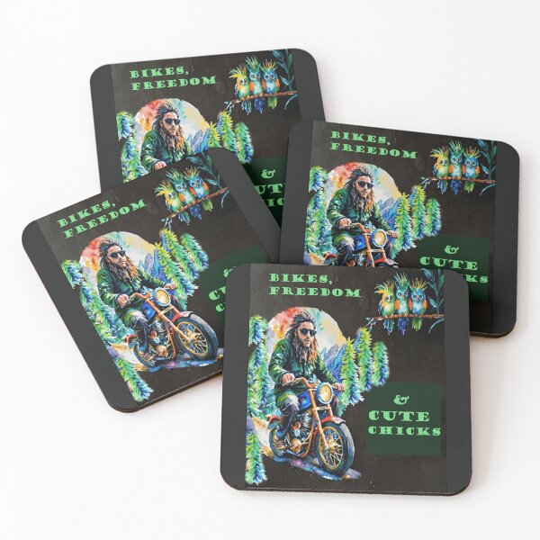 Item preview, Motorcycle rider "Bikes, Freedom, and Cute Chicks" designed and sold by Laugh a Lot Folk Art.