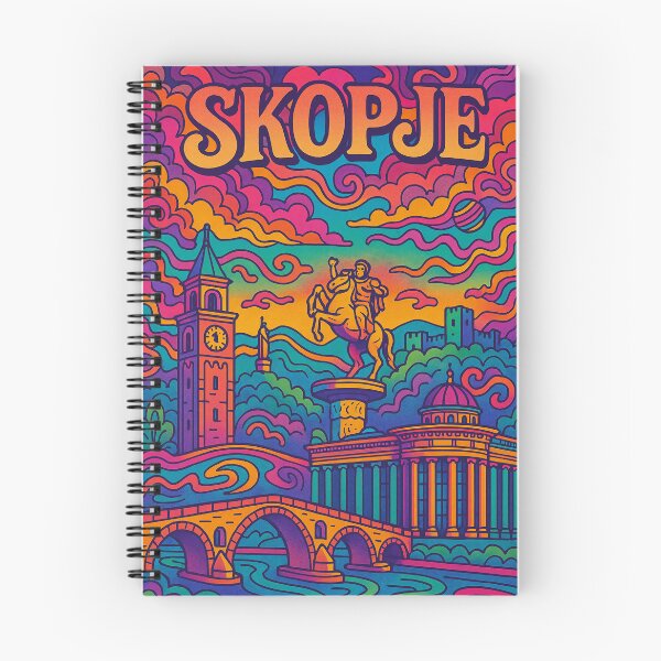 Item preview, Psychedelic Cityscape of Skopje | Colorful Retro North Macedonia Travel Poster | Trippy Urban & Historic Wall Art | Surreal Fortress, Statues & City Illustration | Vibrant Bohemian Artwork designed and sold by PaintedPixels01.