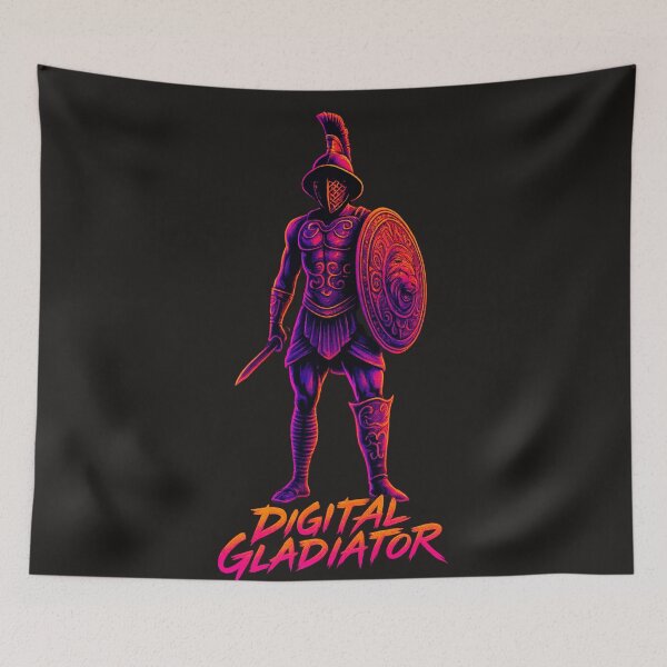 Item preview, Digital Gladiator – Neon Arena Champion designed and sold by Qopta.