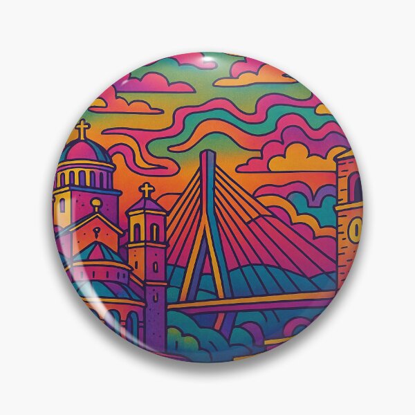 Item preview, Psychedelic Cityscape of Podgorica | Colorful Retro Montenegro Travel Poster | Trippy Urban & Historic Wall Art | Surreal City Squares & Landmarks Illustration | Vibrant Bohemian Artwork designed and sold by PaintedPixels01.