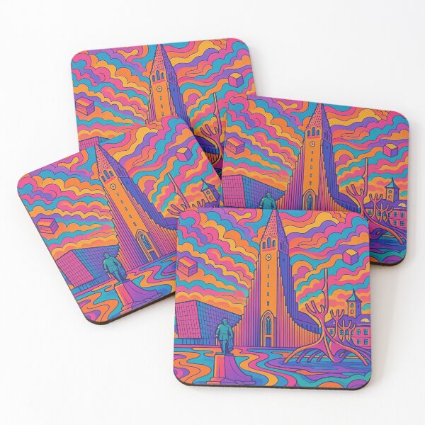 Item preview, Psychedelic Cityscape of Reykjavik | Colorful Retro Iceland Travel Poster | Trippy Coastal & Urban Wall Art | Surreal Harpa Concert Hall & City Illustration | Vibrant Bohemian Artwork designed and sold by PaintedPixels01.