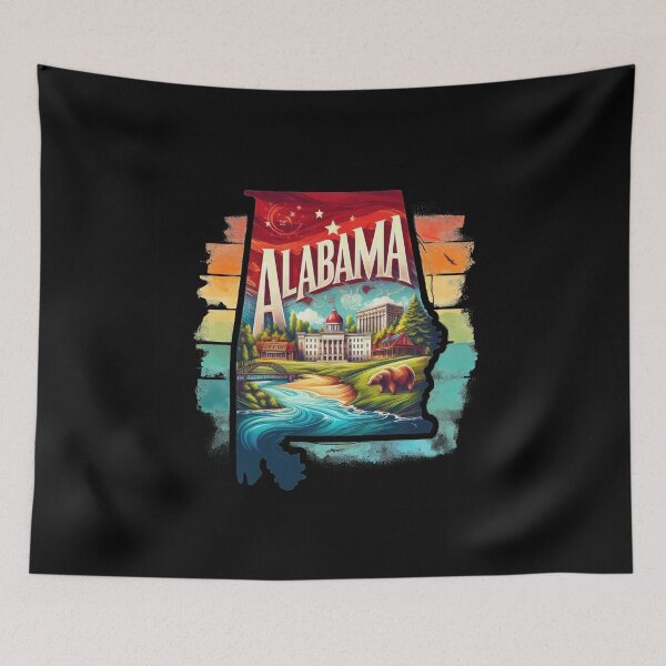 Item preview, Alabama retro travel map – USA state design designed and sold by CleanDecor.