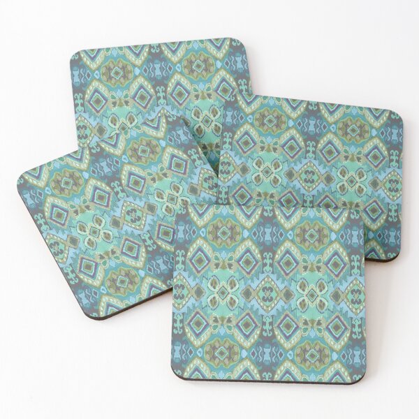 Item preview, Felt tip pen ikat design blue green designed and sold by Alessandro Remo Mazzoni Remotextiles.
