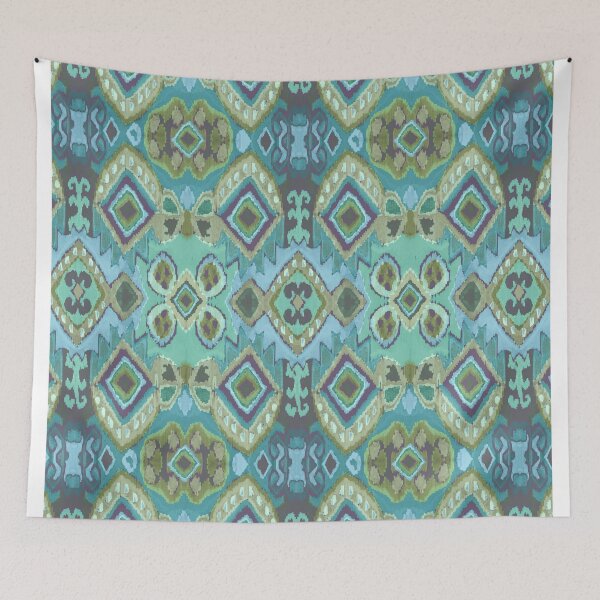 Item preview, Felt tip pen ikat design blue green designed and sold by Alessandro Remo Mazzoni Remotextiles.