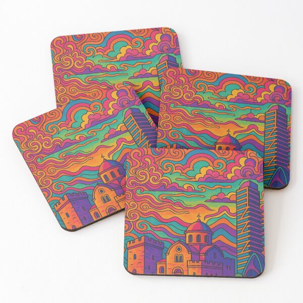 Item preview, Psychedelic Cityscape of Limassol | Colorful Retro Cyprus Travel Poster | Trippy Coastal & Urban Wall Art | Surreal Marina, Beaches & Old Town Illustration | Vibrant Bohemian Artwork designed and sold by PaintedPixels01.