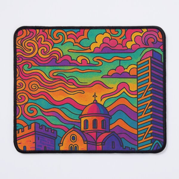 Item preview, Psychedelic Cityscape of Limassol | Colorful Retro Cyprus Travel Poster | Trippy Coastal & Urban Wall Art | Surreal Marina, Beaches & Old Town Illustration | Vibrant Bohemian Artwork designed and sold by PaintedPixels01.