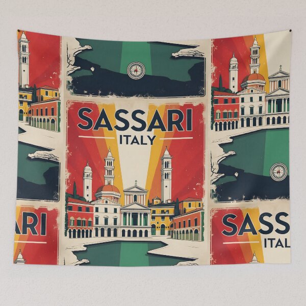 Item preview, Sassari Italy Vintage Travel Tourism designed and sold by TravelersGems.