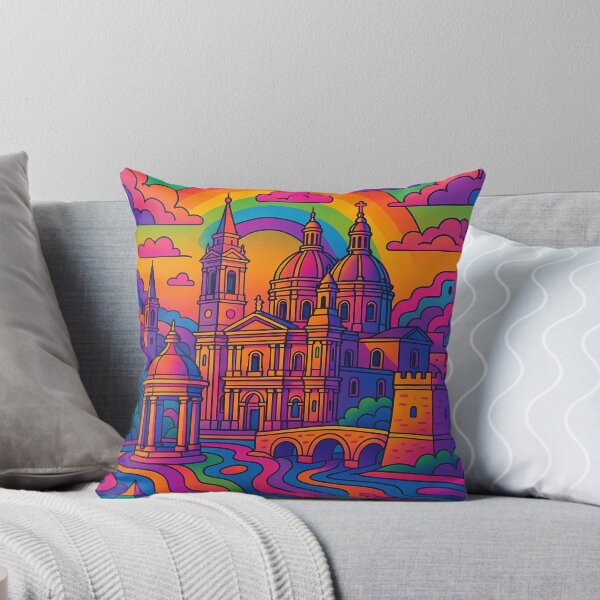 Item preview, Psychedelic Cityscape of Birkirkara | Colorful Retro Malta Travel Poster | Trippy Urban & Historic Wall Art | Surreal Streets, Churches & City Squares Illustration | Vibrant Bohemian Artwork designed and sold by PaintedPixels01.