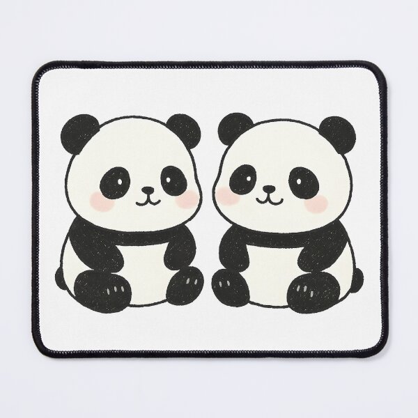 Item preview, Cute Chubby Panda Duo – Hand-Drawn Kawaii design designed and sold by TESHYS.