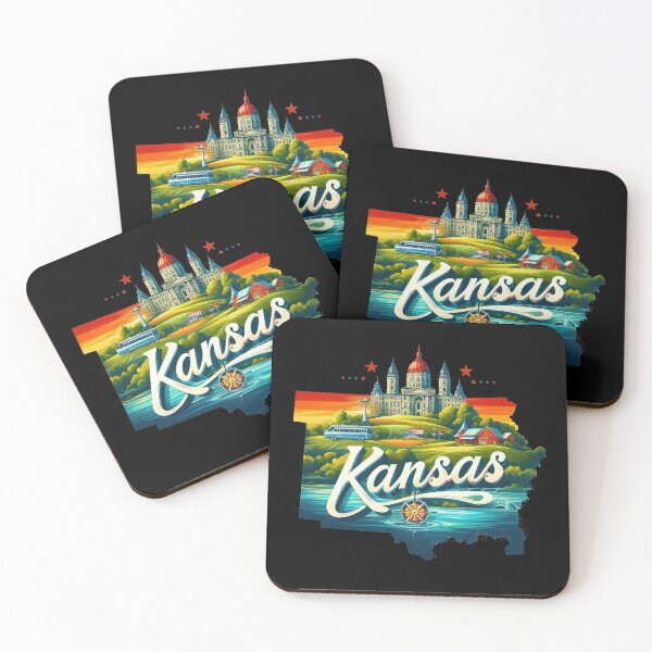 Item preview, Kansas retro travel map – USA state design designed and sold by CleanDecor.