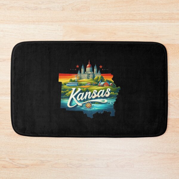 Item preview, Kansas retro travel map – USA state design designed and sold by CleanDecor.