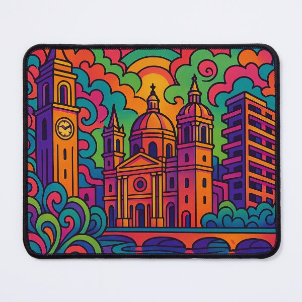 Item preview, Psychedelic Cityscape of Sliema | Colorful Retro Malta Travel Poster | Trippy Coastal & Urban Wall Art | Surreal Seafront, Promenade & City Illustration | Vibrant Bohemian Artwork designed and sold by PaintedPixels01.