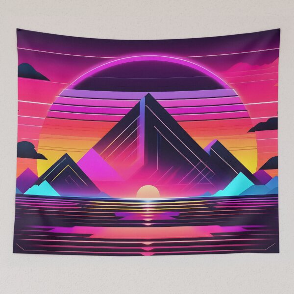 Item preview, Synthwave neon sunset lines designed and sold by ZipperDragon88.