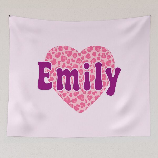Item preview, Emily Name Pink Leopard Heart  designed and sold by Jeallan Designs.