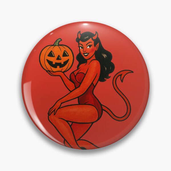 Item preview, Spooky Halloween Devil Girl Pinup designed and sold by FrictionMaxxing.
