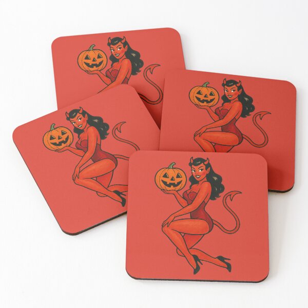 Item preview, Spooky Halloween Devil Girl Pinup designed and sold by FrictionMaxxing.