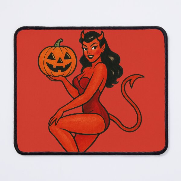 Item preview, Spooky Halloween Devil Girl Pinup designed and sold by FrictionMaxxing.