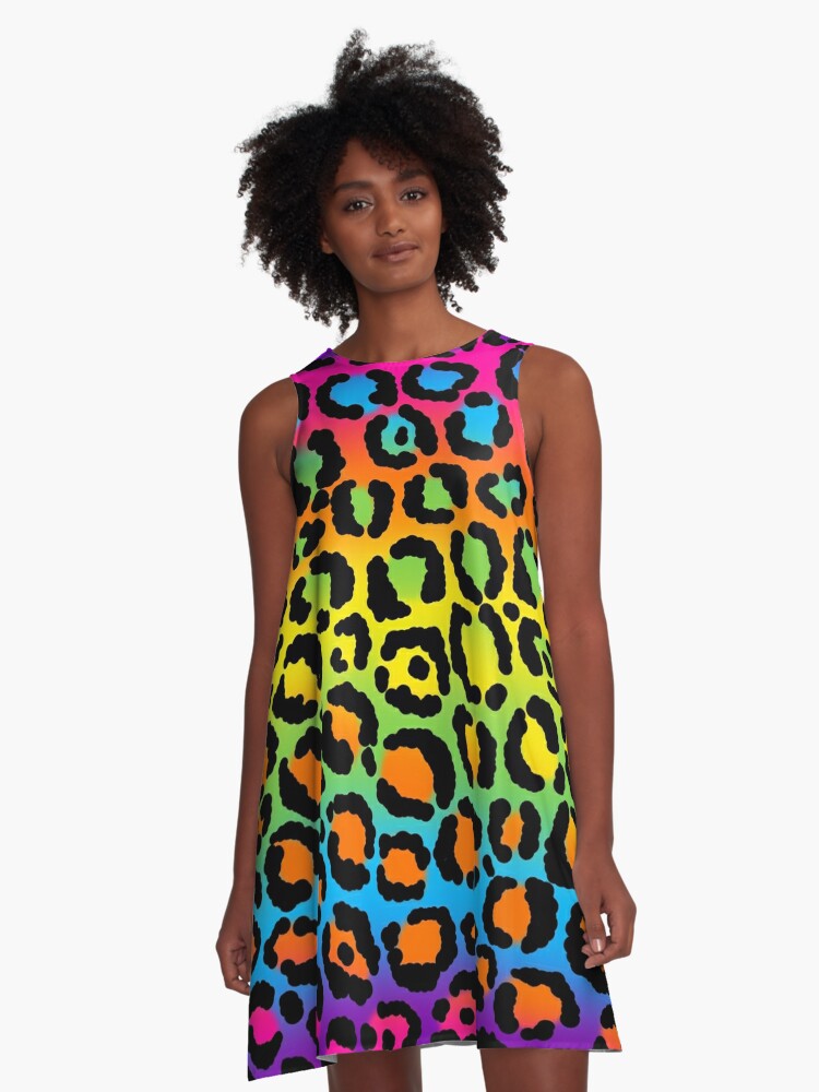 rainbow leopard print dress
