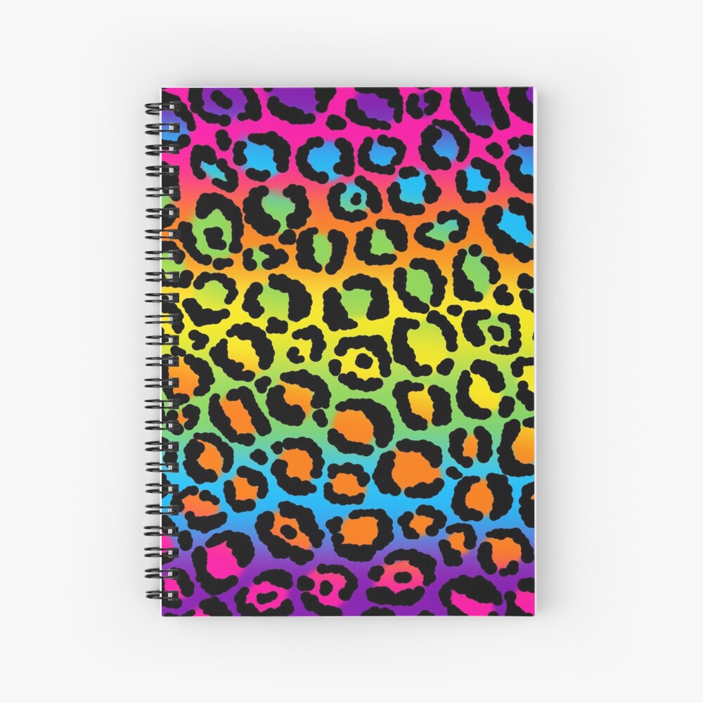 "1997 Neon Rainbow Leopard Print " Spiral Notebook for Sale by