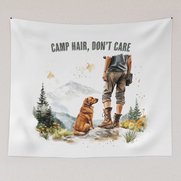 Item preview, Funny Camping Hoodie Camper with Retriever Camp Hair Don't Care Campfire Humor Tee for Happy Campers, RV Lovers & Outdoor Adventures designed and sold by smnessen.