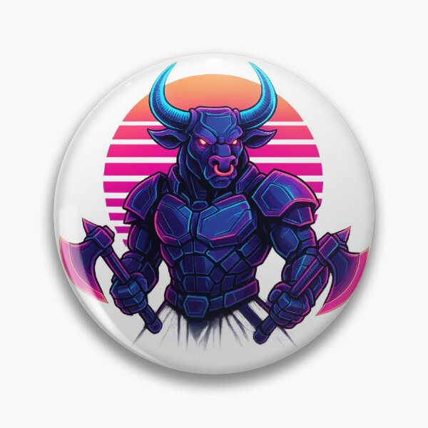 Item preview, Synthwave Mecha Minotaur - Neon Labyrinth Enforcer designed and sold by ResinandRelics.