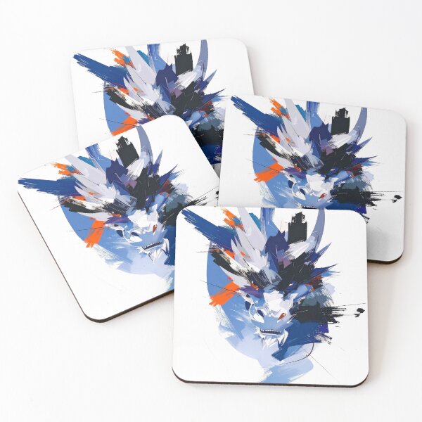Item preview, Abstract portrait of a dragon head bright colors designed and sold by LiskoDesign.