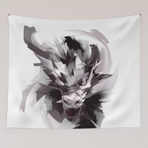 Item preview, Abstract portrait of a dragon head brown cream designed and sold by LiskoDesign.
