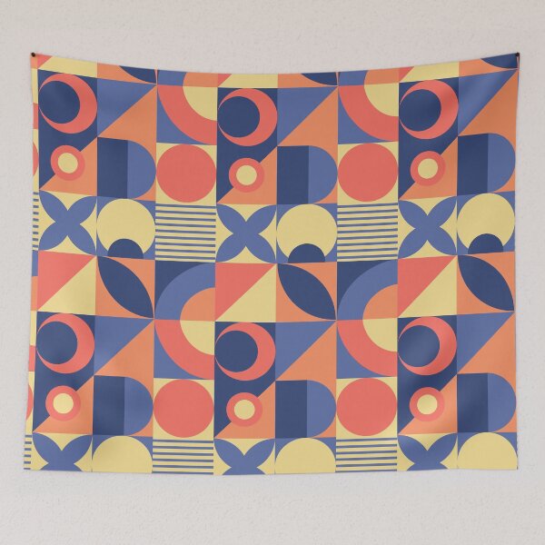 Item preview, Discover Modern Refinement in Bauhaus Interior Design with this best seller blue, orange, and orange Bauhaus designed and sold by Ideeplyfeltit.