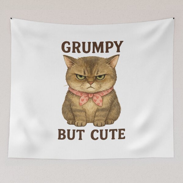 Item preview, Grumpy But Cute Funny Cat designed and sold by AlistWayDesign.