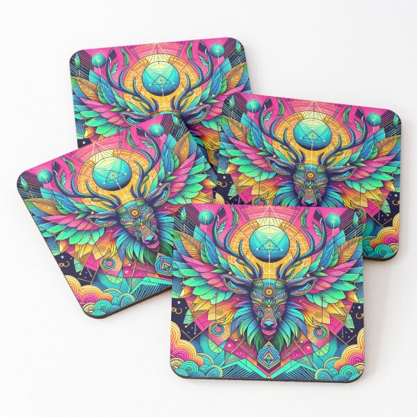 Item preview, Colorful geometric decorative mystic deer designed and sold by Dogandesighn.