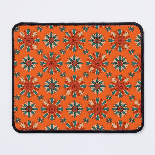 Item preview, Retro Floral Burst Pattern – Orange, Teal & Beige designed and sold by Velvetwhim.