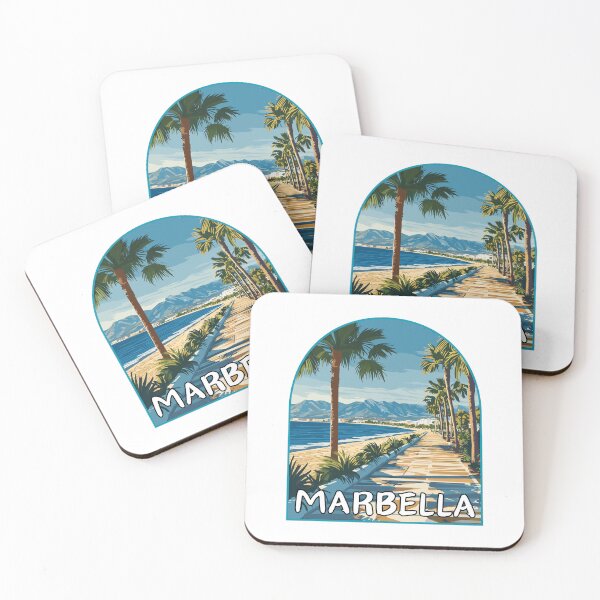 Item preview, Marbella in Malaga, Spain Retro Art Travel Landscape Badge designed and sold by MaateoDesign.