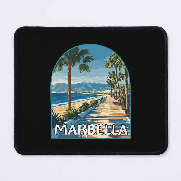 Item preview, Marbella in Malaga, Spain Retro Art Travel Landscape Badge designed and sold by MaateoDesign.