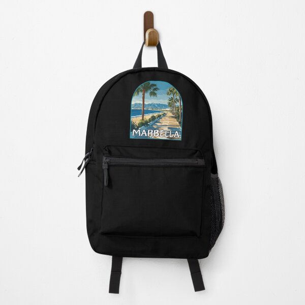 Item preview, Marbella in Malaga, Spain Retro Art Travel Landscape Badge designed and sold by MaateoDesign.