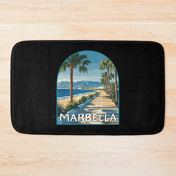 Item preview, Marbella in Malaga, Spain Retro Art Travel Landscape Badge designed and sold by MaateoDesign.